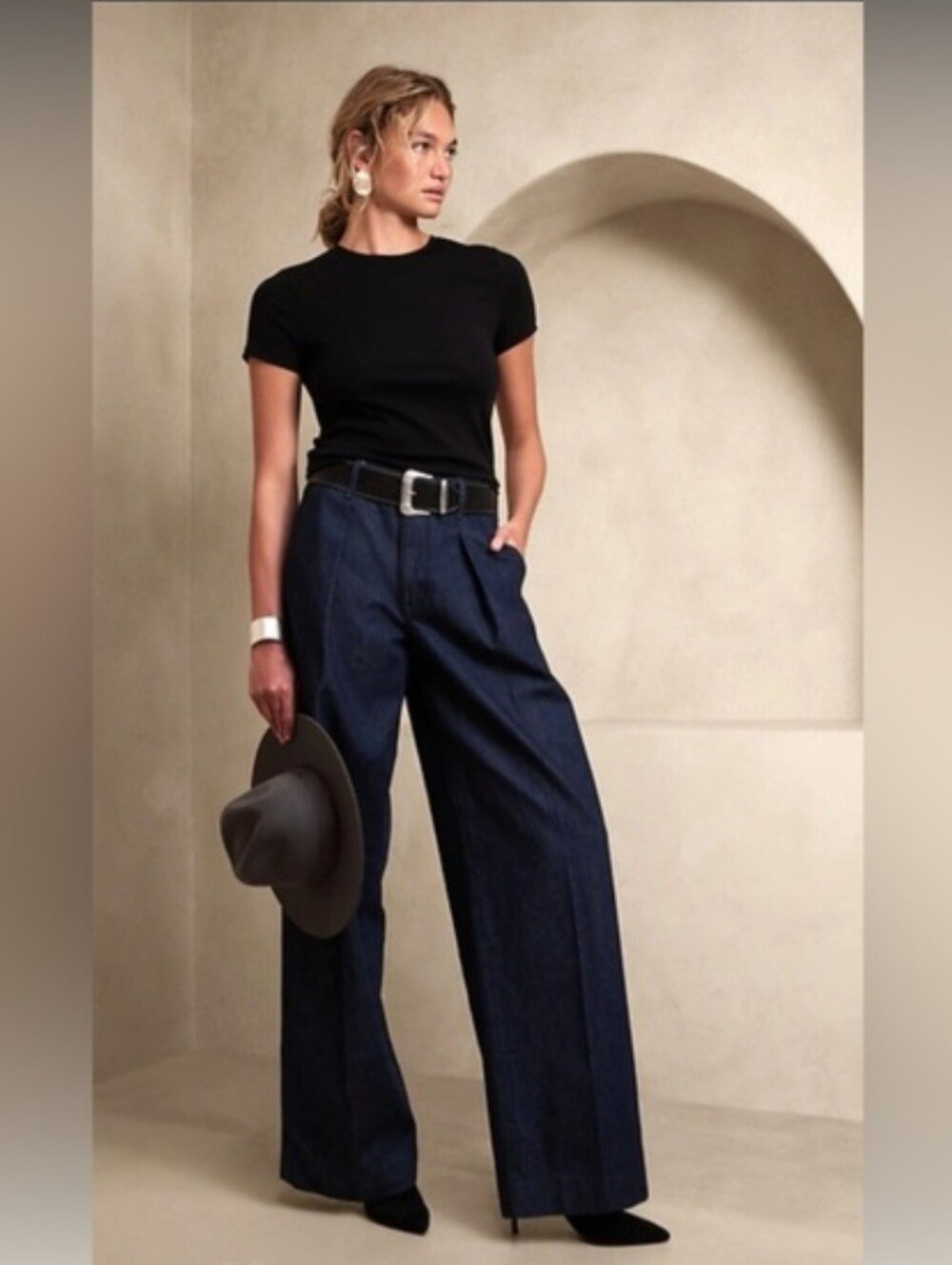 Banana Republic Cote Wide-Leg Indigo Denim Trousers